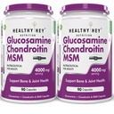 HealthyHey Nutrition Double Strength Glucosamine Chondroitin and MSM for Cartilage; Joint and Bone; 90 Capsules (4000 mg) - Pack of 2