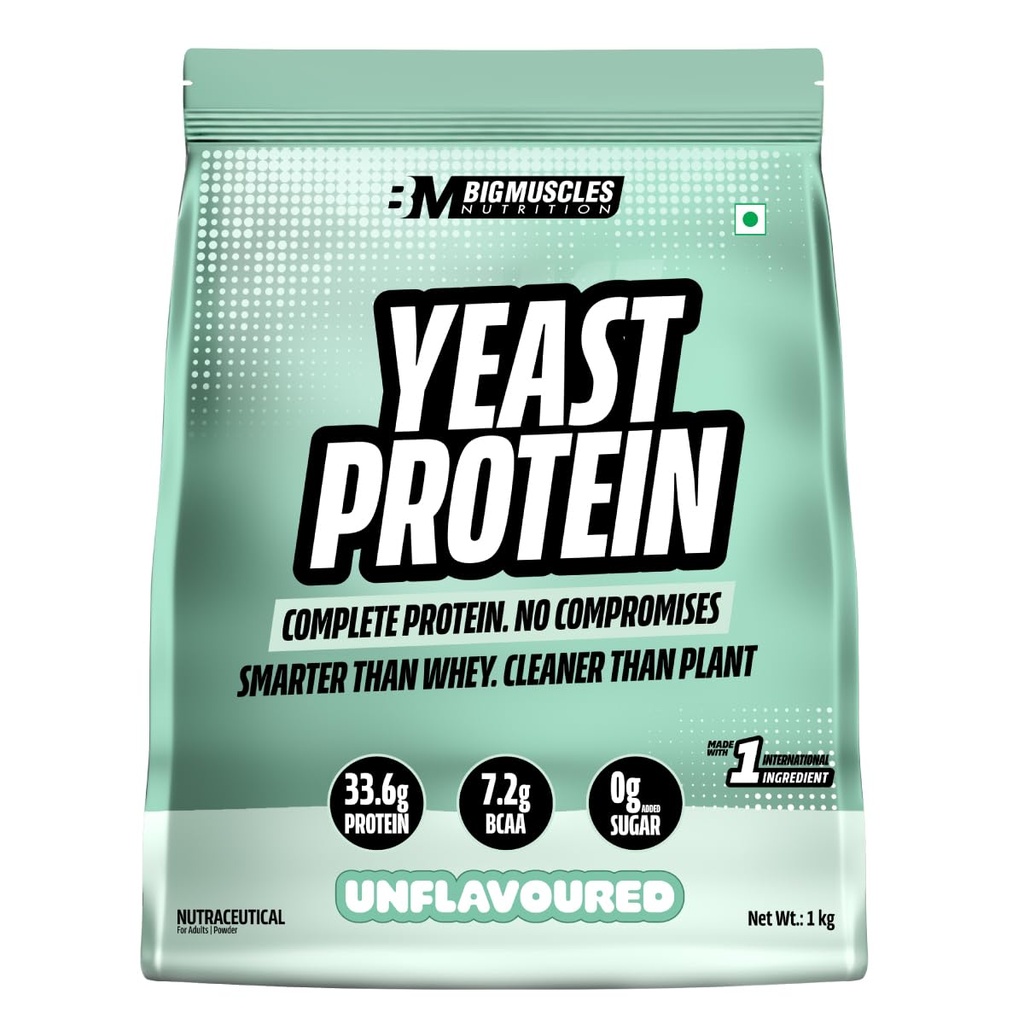 Bigmuscles Nutrition Clean Yeast Protein Isolate (1kg, Unflavoured) | 33g Protein, 7g BCAA | Superior Absorption, Gut Friendly | PDCAAS -1 | Fermentation-Derived