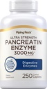 Piping Rock Pancreatin Digestive Enzymes TEN 3000mg ANTE 250 Caplets TEN Ultra Strength ANTE Non-GMO, Gluten Free Supplement
