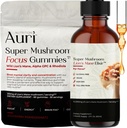 Auri Focus Gummies & Brain Boost Elixir Bundle - Super Mushroom Focus Gummies & Lion’s Mane Liquid Elixir - Kognitīvā funkcija & Garīgā skaidrība Papildinājums - 60 Gumijas un 60ml Elixir