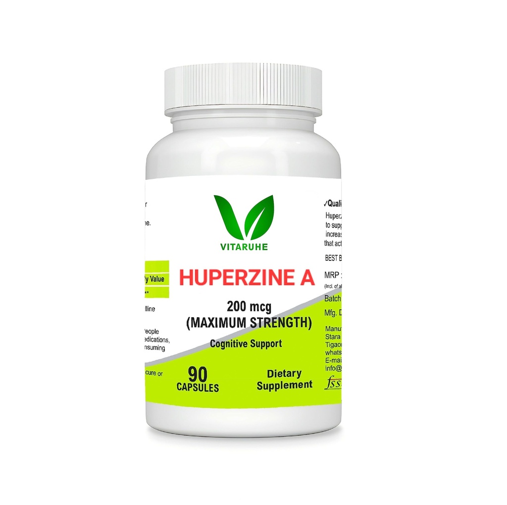 VITARUHE® Huperzine A 200mcg Per Serving, 90 Capsules, (Huperzine A Supplement), Supports Focus, Cognition, Memory and Learning Ability, Premium Brain Health Supplement, No GMOs