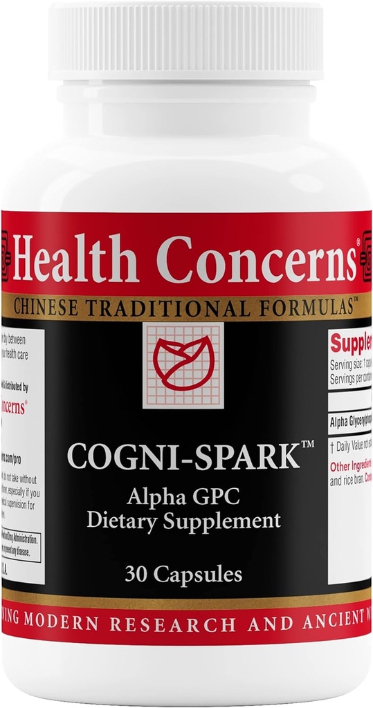 Health Concerns Cogni- Spark - Brain Support for Memory, Focus, and Mental Clarity - Alpha- GPC Coline Supplement for Cognition, Nerve Function & Longevity - Cognitive Health Formula - 30 kapszula