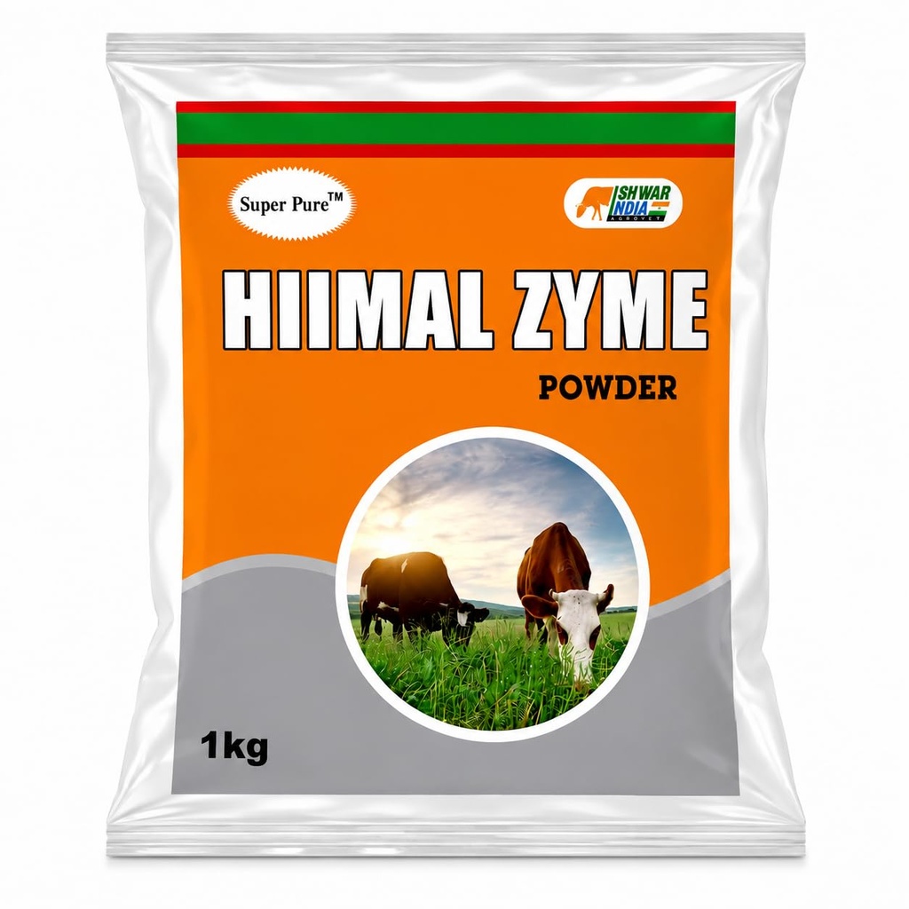HIIMAL Zyme Powder | Digestive Enzyme & Probiotic Supplement for Cows, Buffaloes, Goats & Sheep | Improves Digestion & Feed Utilization (1KG)