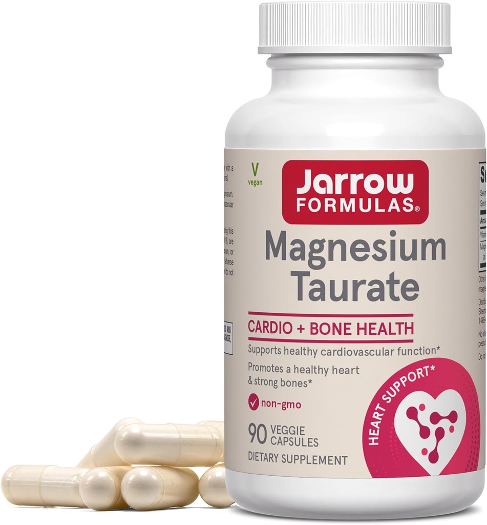 Jarrow Công thức Magnesium Taurate, Dioary, Hỗ trợ Timio và Bone Health, 300 mg mỗi dịch vụ, 90 Vegie Capsules, đến 30 ngày