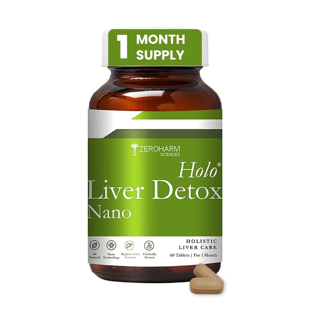 ZEROHARM Nano Liver Detox Supplement 800mg | Milk Thistle, Silymarin Extract, Dandelion & Turmeric | Supports Fatty Liver | Antioxidant Defense, Metabolism & Immune Function | 60 Tablets