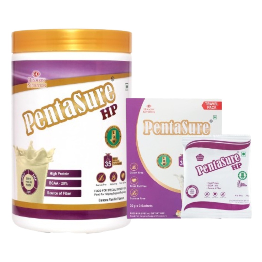 PentaSure HP High Protein Vanilla - 1 kg with Travel Pack (90g)