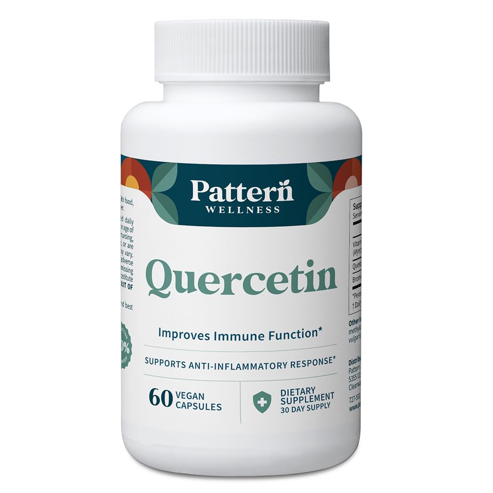 Pattern Wellness Quercetin Supplement with Bromelain - Immune Function & Cellular Health Support - Antioxidant & Whole Body Wellness - 60 Vegan Capsules