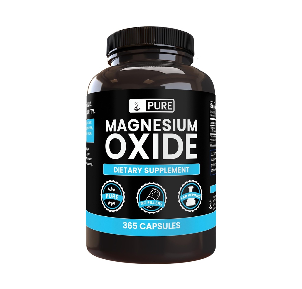 Pure Original Ingredients Magnesium Oxide No Magnesium Or Rice Fillers, Always Pure, Lab Verified (365 Capsules)