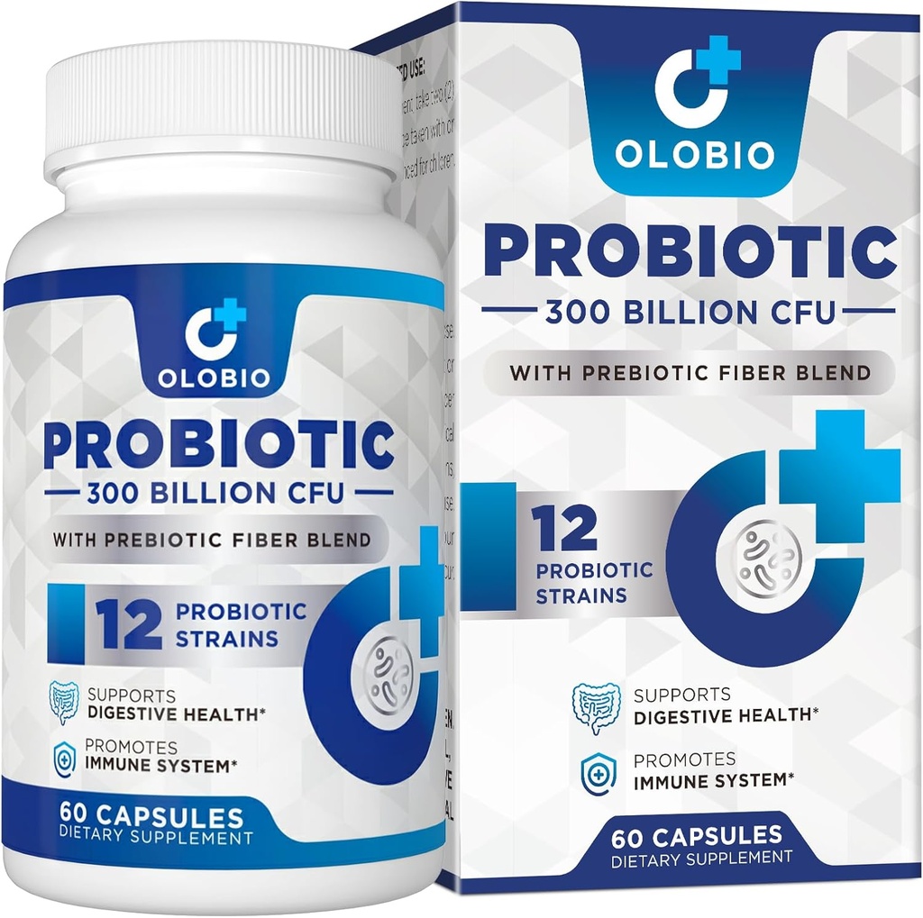 300 Milyar Probiotik CFU, 12 Strains dengan 3 Presesi Organik, Propotik Perempuan dan Pria, Tambahan harian untuk Digetical, Imune, Gut & Bloating Health, Shelf Stabil, Vegan, 60 Negara