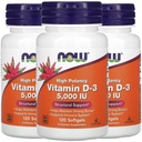 NOW Foods Now Supplements, Vitamin D-3 5,000 IU, High Potency, Structural Support*, 120 Softgels (3 Pack)