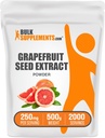 BulkSupplements.com Grapefruktfrø ekstrakt pulver - Grapefruktfrø kosttilskudd, Antioksidant kilde - Herbal Supplement, Glutenfri, 250mg per servering, 500g (1,1 lbs) (Pack of 1)