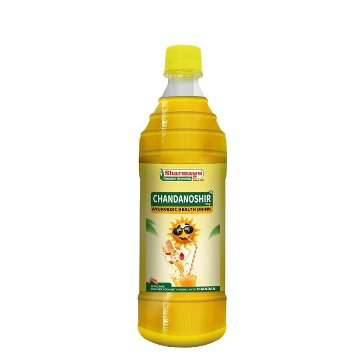 Sharmayu Chandnoshir Pey Ayurvedic Summer Drink – Natural Energy Booster with Sandalwood, Rose Water, Brahmi & Cardamom | Cooling Herbal Tonic for Heat Stroke, Hydration & Stress Relief | 700ml