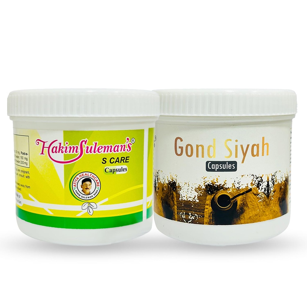 Hakim Suleman's S Care and Gond Siyah Capsule Combo Pack | Herbal Wellness Pair | Everyday Care Value Combo
