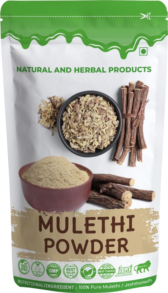 Organic Mulethi Sticks Powder | Liquorice, Jeshthamadh| Drinking Eating | Edible | Skin Face Whitening | Best Herbal for Hair Growth for Men & Women | Body(100Gram) Yashtimadhu powder Pure