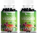 VITINITY Veggies Papildinājums-Ražots ar Real Super Veggies Delicious Gumies(120 Chews),30 Veggies,Herbs,Augļu un Dārzeņu Papildinājums,Non-GMO,Pectin-Based,Gluten-Free,No More Pillas (60 Diena)