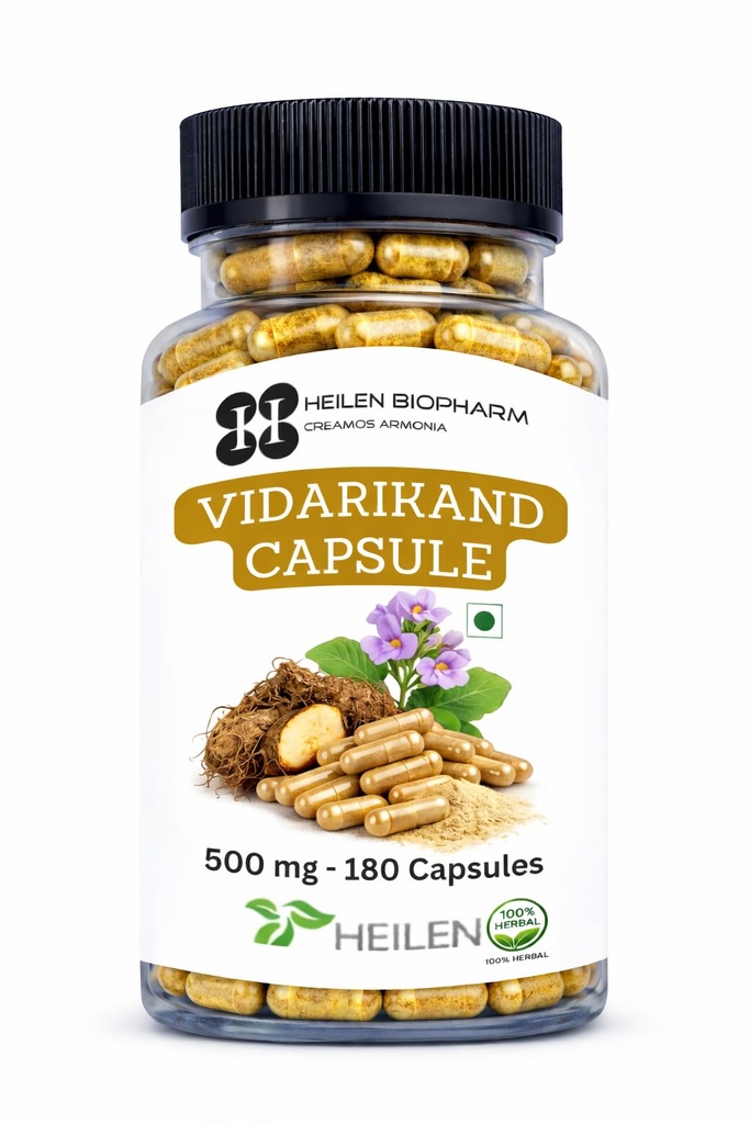 Heilen Biopharm Vidarikand Capsules 500mg (180 Capsules) | Vidarikand Root (Pueraria tuberosa) Herbal Supplement | Supports Strength & Daily Vitality | Ayurvedic Vegetarian Capsules