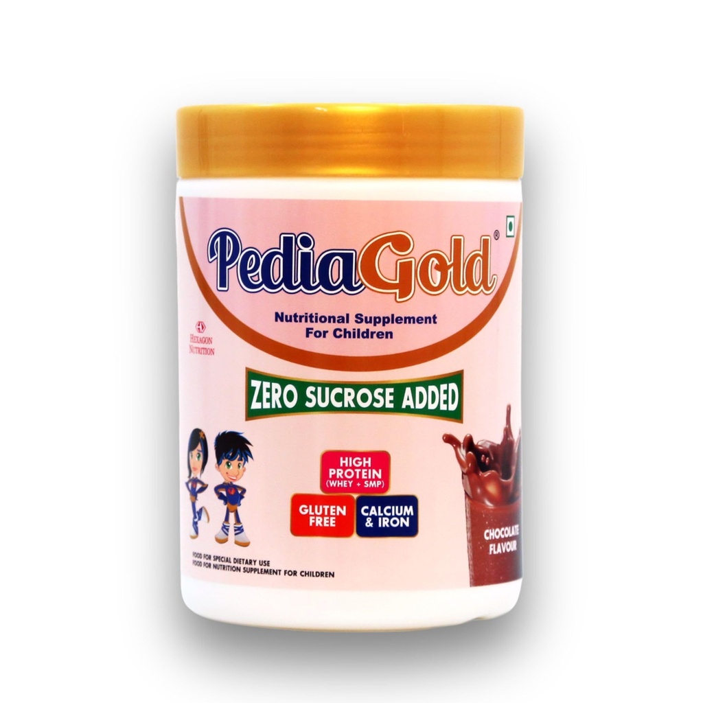 PediaGold Nutrition Mix Powder for Children | For 2-14 Years | Chocolate - 400g | Zero Sucrose | 6g protein per serving | Supports Overall Health, Boosts Immunity | Nutritional Supplement for Kids