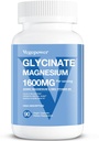 Glicenato de magnésio 200mg, Alta absorção Vegan Magnesium Supplement, Totalmente Quelated Magnesium Zinc Vitamina D & B6, Bisglicinato de magnésio para dormir, Saúde óssea e muscular, Nervo, Não-GMO, 90 Cápsulas