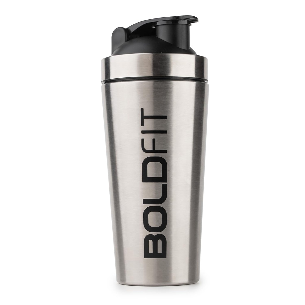 Boldfit Stainless Steel Gym Shaker Bottle Shaker Bottles for Protein Shake 100% Leakproof Guarantee Protein Shaker Sipper Bottle Pre Workout Steel Shaker With Measurement 700 ml