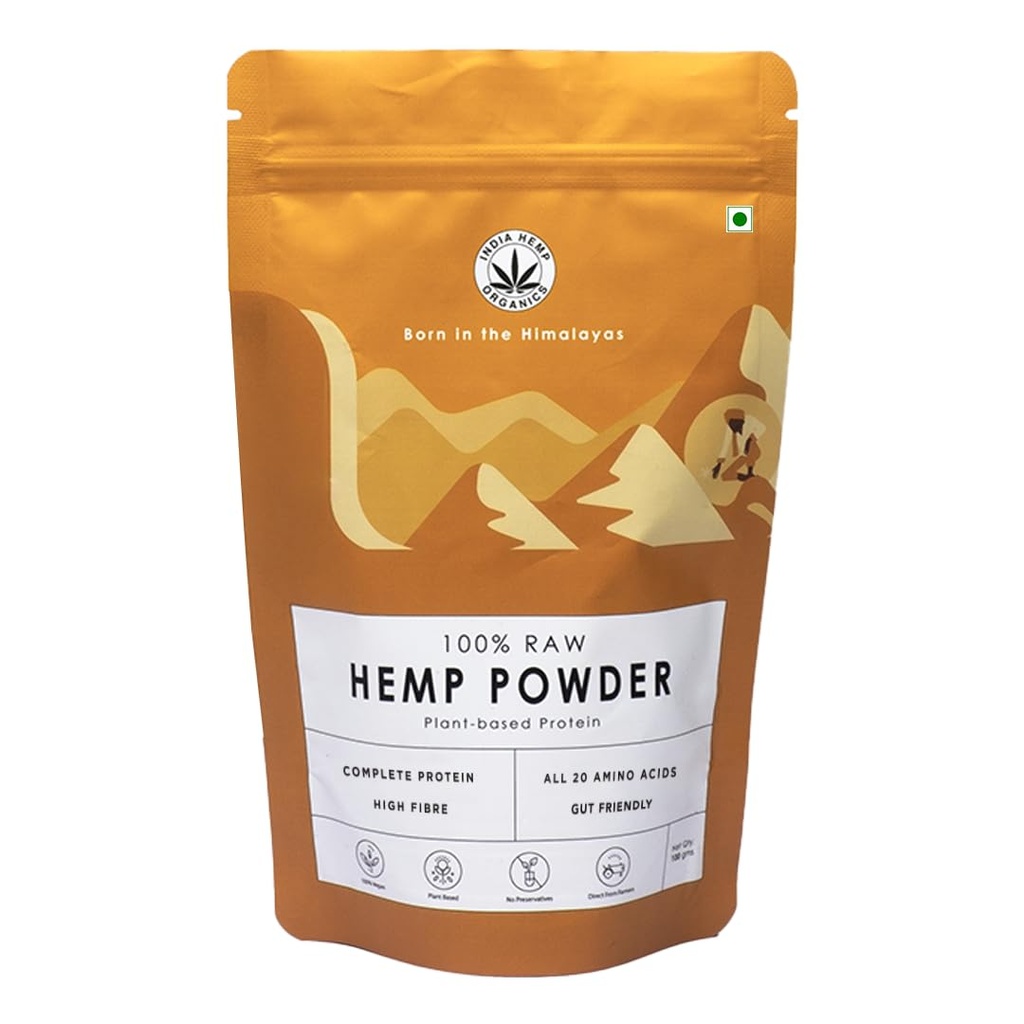 India Hemp Organics | Hemp Protein Powder 100% Raw & Pure | 100g | Ayurvedic Superplant Nutrition | Build Lean Muscle | Gut Friendly