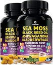 Sea Moss Capsules – 17-in-1 Blend with Black Seed Oil Ashwagandha Bladderwrack Burdock Root Turmeric Vitamin D3 K2 C for Daily Wellness – Multimineral Supplement for Men & Women – 240 Count