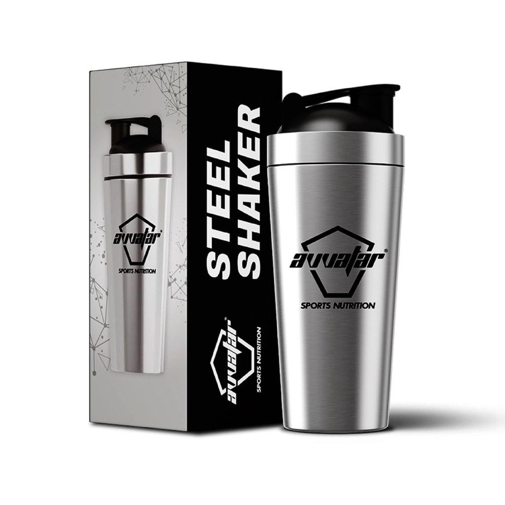 avvatar STEEL SHAKER | Silver | 750ml | Stainless Steel Shaker | Leakproof and Easy Mixing