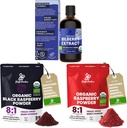 Jungle Powders Wild Bilberry Extract silmadele USDA Organic 3.4oz Pudel, Black Red Vaarika Powders Bundle 5 Ounce Bag, Külmutatud Kuivatatud Vaarikad Küpsetamiseks Smoothies Dehüdreeritud Puuviljad