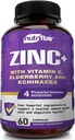 NutriFlair Zinc 50mg - com vitamina C, Elderberry, Echinacea Purpurea Extract, Zinc Oxide - Compare com picolinato, Citrato, Óxido - Complete Imune Support Fórmula Pílulas com 4 Impune Defense