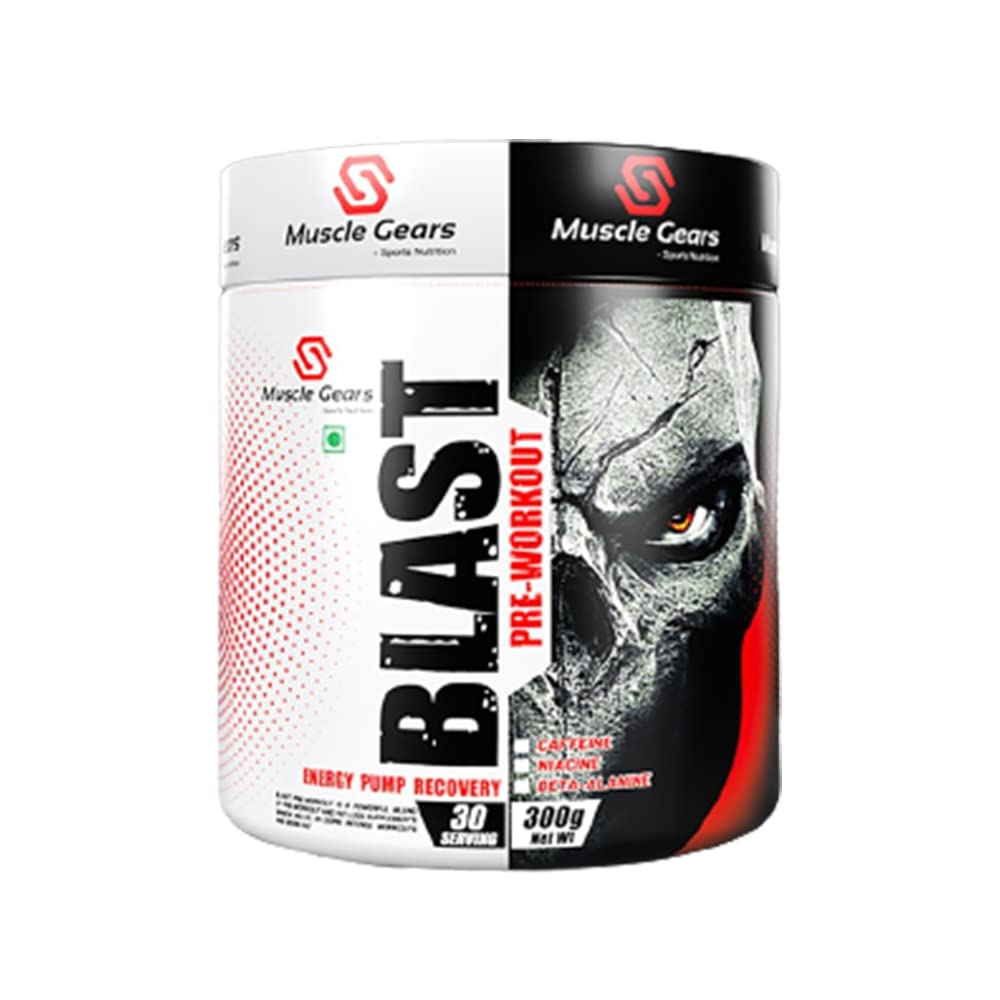 Muscle Gears Blast Pre Workout Powder | Beta Alanine Formula | Strength, Endurance & Focus | Muscle Pump & Stamina | Gym Performance & Recovery | Fruit Blast Flavor | 30 Servings | 300g