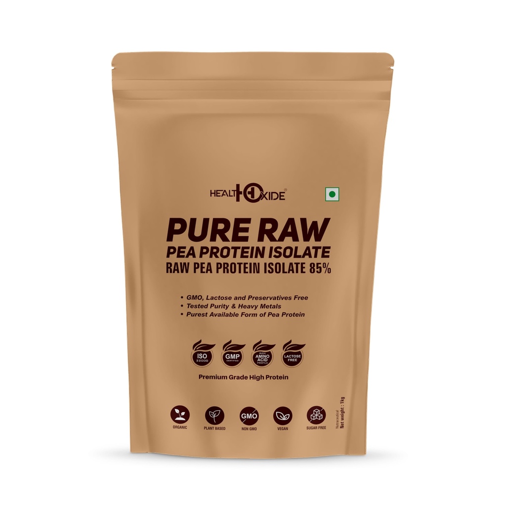 HealthOxide Pea Protein Isolate 85% Unflavoured 1kg | Vegan Plant Protein Powder | Yellow Pea Protein | Dairy Free, Gluten Free, Soy Free & Lactose Free | Rich in Essential Amino Acids | For Gym, Muscle Recovery & Daily Nutrition