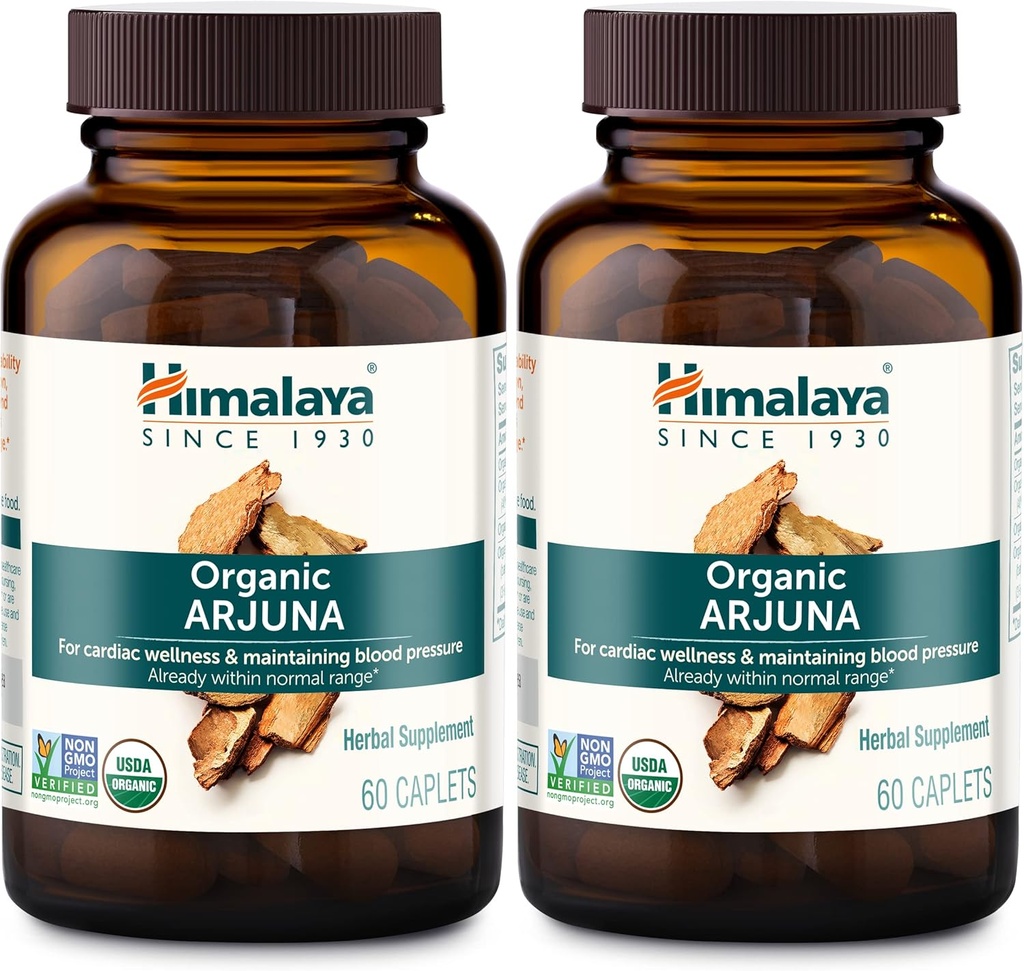 Himalaya Organic Arjuna, Verenpaine täydentää kardiovaskulaarinen hyvinvointi ja sydän terveys, 700mg, 60 Lukumäärä (Pakkaus 2)