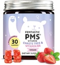 PMS Support Supplement for Women. Gummies de alivio menstrual para atacar brotes hormonales, ruborización, calambres de período, " Mood Swings. Vegano, con Vitamina B6 &amp; Balm de limón, 30 Gummies