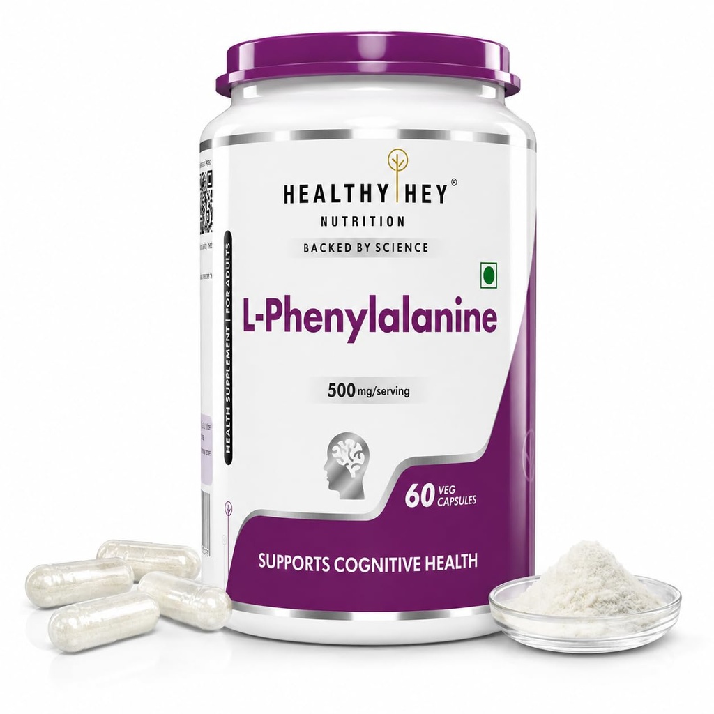 HealthyHey Nutrition L-Phenylalanine 60 Vegetarian Capsules - Gluten Free - Non GMO
