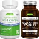 Complesso di astaxantina + Zinc Complex Vegan Bundle, Supporto antiossidante per pelle, capelli e unghie, di Igennus