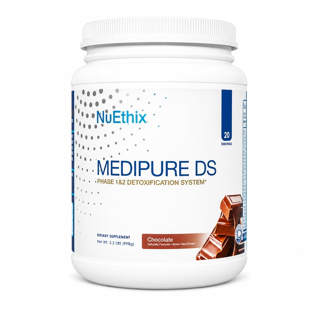 NuEthix Formulations Medipure DS with Rice Protein Phase 1 & 2 Detoxification System, Supplement to Help Support the Body’s Natural Detoxification Process, Chocolate (Non-Caffeinated), 20 Servings
