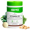 OZiva Vitamin D3, K2 & B12 | With Vitamin D3 For Stronger Bones, K2 (MK7) for Bone Density & B12 for Muscle Growth & Recovery - 90 Tablets