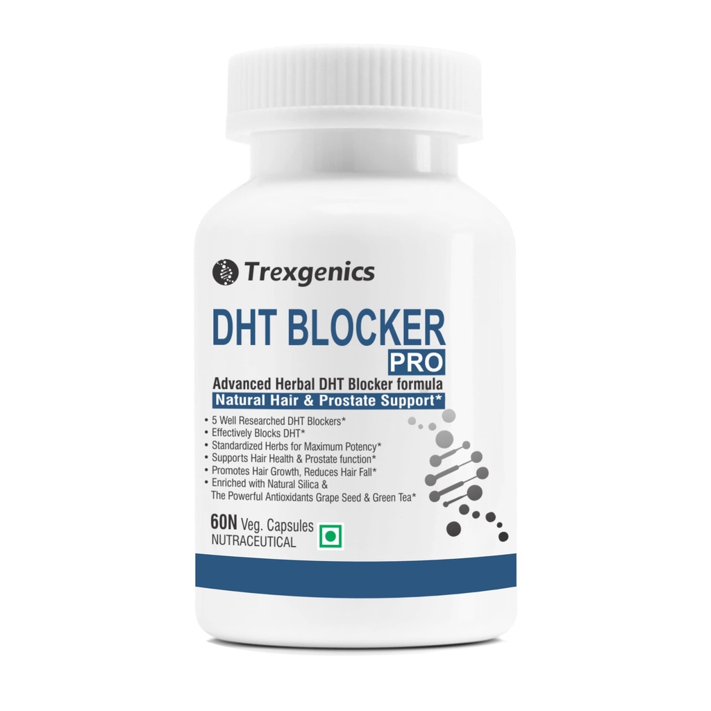 Trexgenics DHT BLOCKER PRO formula with standardized herbs Hair Fall, Prostate Health Support VEGAN & NON-GMO (60 Veg. Capsules) (Pack of 1)