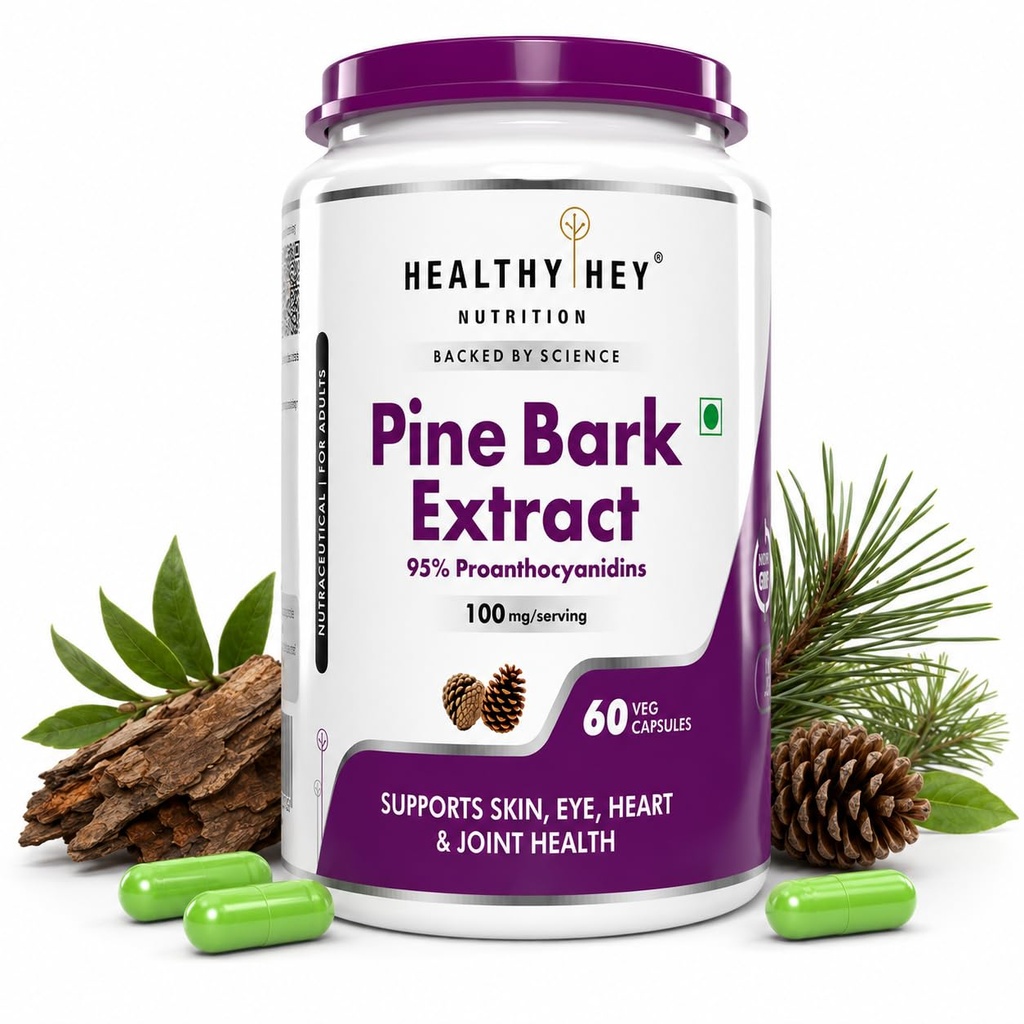 HealthyHey Nutrition Pine Bark Extract - 100 mg per serving - 60 Vegetable Capsules