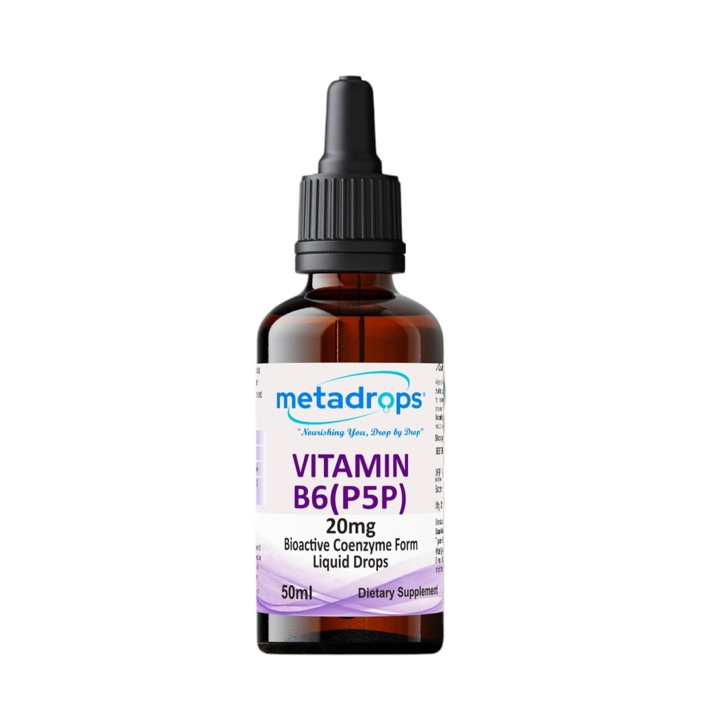 Advanced Vitamin B6 (P5P) Liquid Supplement – 20mg Active Form for Maximum Bioavailability – Supports Energy, Brain Health & Hormonal Balance – 100+ Vegan Servings (50ml) – Non-GMO & Gluten-Free