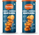 Farmley Roasted and Flavoured Cheesy Cheddar Makhana | Namkeen Snacks & Puffed Snacks | Healthy Snack | Cholesterol Free | Gluten Free | Rich In Protein & Fiber | Roasted in Olive Oil - 77g Jar