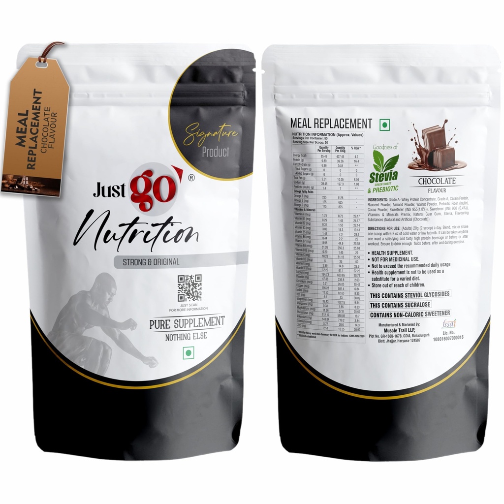 Meal Replacement Powder - 20 Servings | 20g in Each | 400gm | Convenient and Flavorful Meal Replacement Powder For Men And Women (Imported Ingredients) (Chocolate)