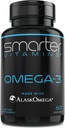 SmarterVitaminer Omega 3 Fish Oil, Strawberry Flavor, Burpless, Tastløs, 2000mg, DHA EPA Triple Strength, Lavet med AlaskOmega ®