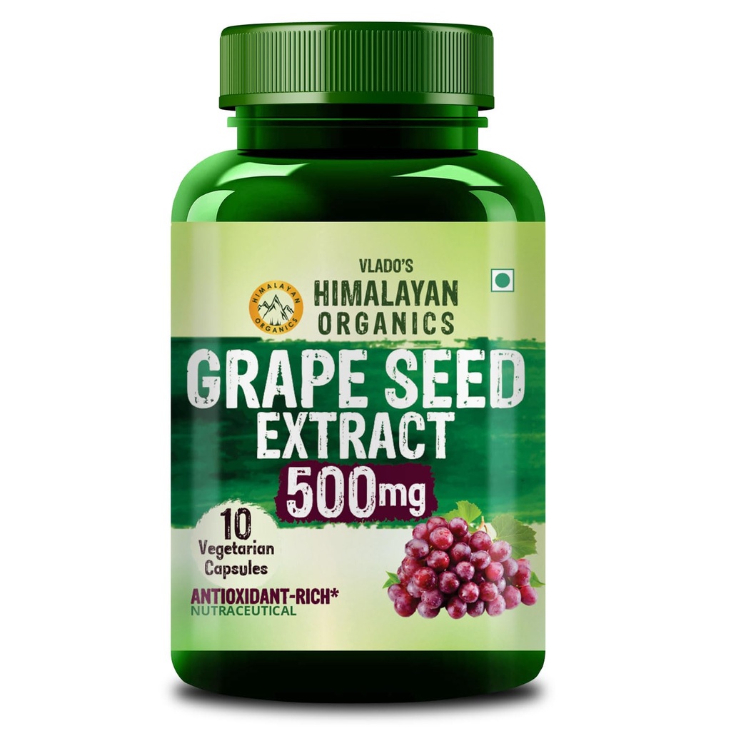 Vlado’s Himalayan Organics Grape Seed Extract 500Mg Antioxidant Supplement | Healthy Cholesterol Level | Boost Immunity | Promote Healthy Hair And Skin - Small Pack