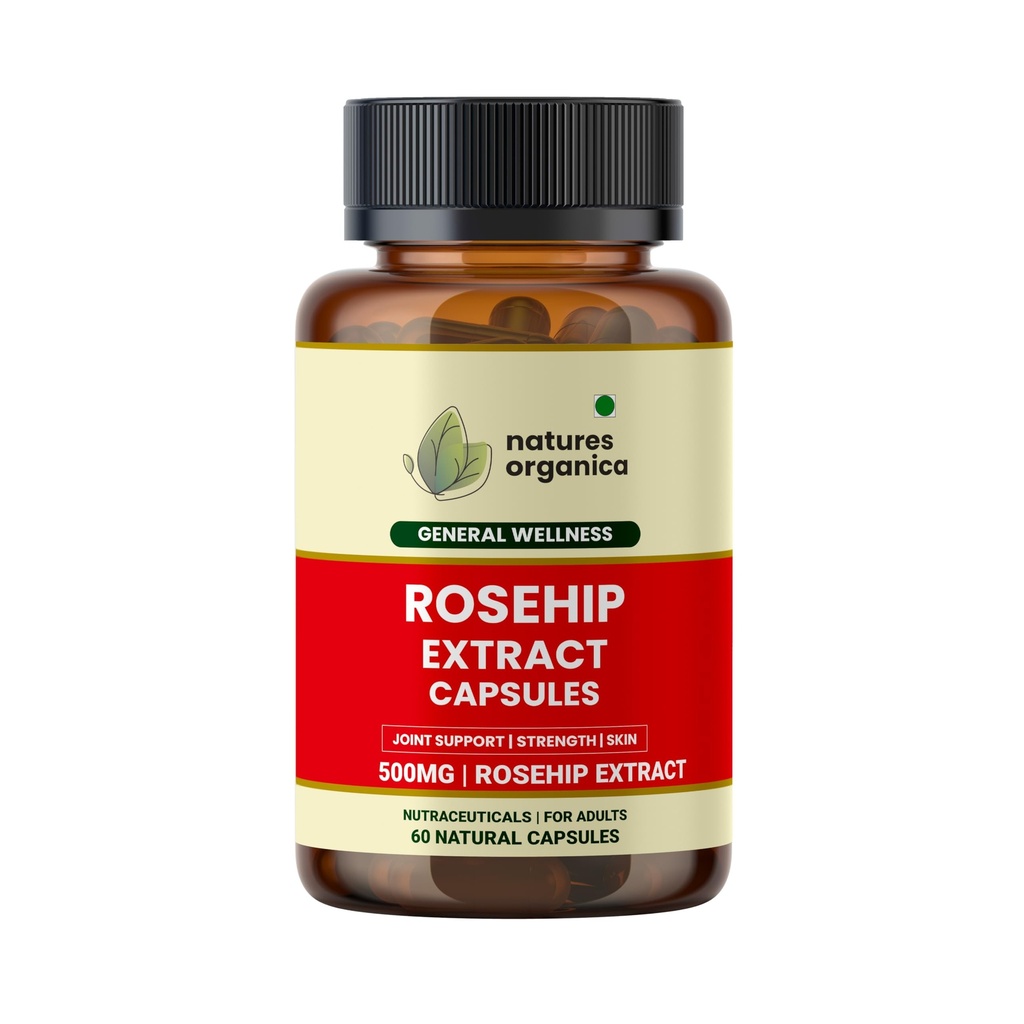 Rose Hip Extract Capsules 500mg | 60 Veg Capsules | Supports Joint Health, Skin Care & Immunity | Rich in Vitamin C & Antioxidants | Herbal Supplement for Men & Women