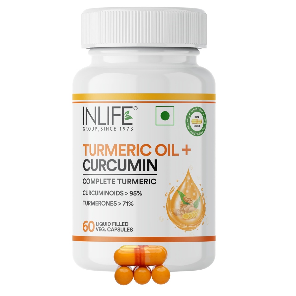 INLIFE Turmeric Curcumin Oil, 71% Turmerones, Haridra, 60 Veg Caps