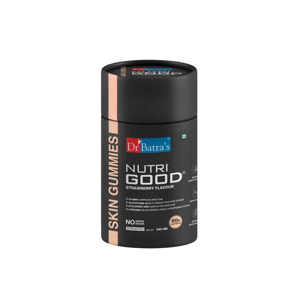 Dr Batra's Nutrigood Skin Gummies for Healthy & Youthful Skin with Glutathione, Hyaluronic Acid & Vitamins for Helping Collagen Production - Pack of 60 Gummies