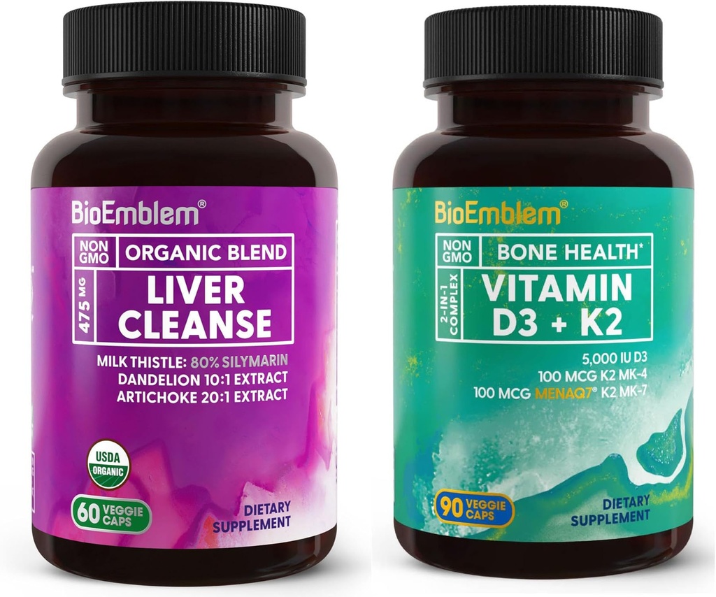 BioEmblem Vitamin D3 K2 USDA Organic Liver Cleanse