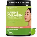 Carbamide Forte Marine Collagen Powder For Women & Men | Skin Care supplemets | Marine Collagen Powder Supplements In Green Apple Flavour - 200g