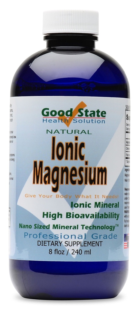 Good State Ionic Magnesium 8 oz - Natural - Nano Sized Mineral Technology - Professional Grade - Supports Healthy Chemical & Enzymes Reactions - 96 Servings (8.1 fl oz)