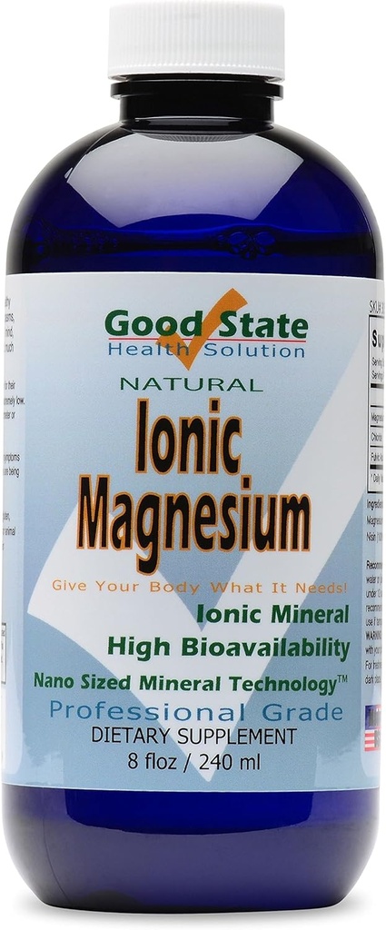 Good State Ionion Magnesium 8 oz - Natural - Nano Sized Mineral Technology - Professional Grade - Podporuje zdravé chemické a enzymové reakce - 96 Služeb (8.1 fl oz)